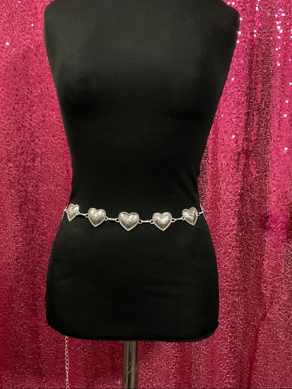 Silver Heart Link Waist Chain Belt - Women Accessories